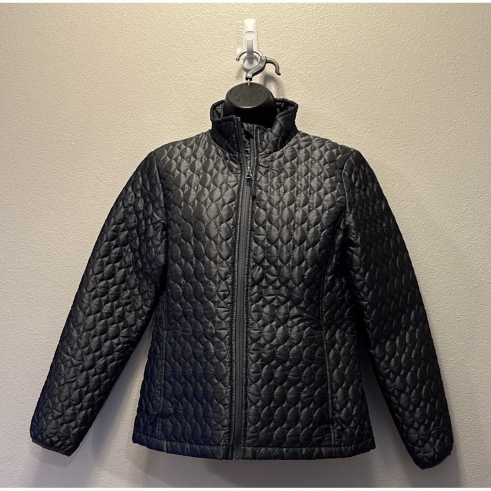 Lands End Jacket Womens S‎  Black Quilted Primaloft Full Zip Mock Neck Spring